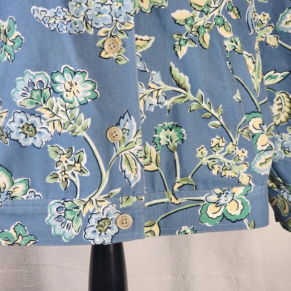 Appleseed's Petite Cotton Canvas Short Waisted Blue Grey Floral Jacket Size 18P - Picture 6 of 16